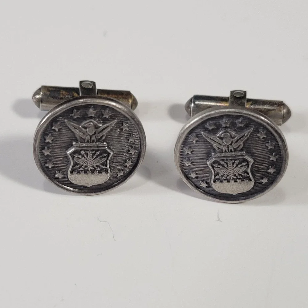 Meyer Inc Sterling Silver Air Force Cufflinks Mens Bullet Back‎ Military 9.4g